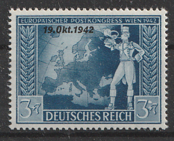 Michel Nr. 823 IV, europ. Post u. Fernmeldeverein ungebraucht mit Falzabdruck.